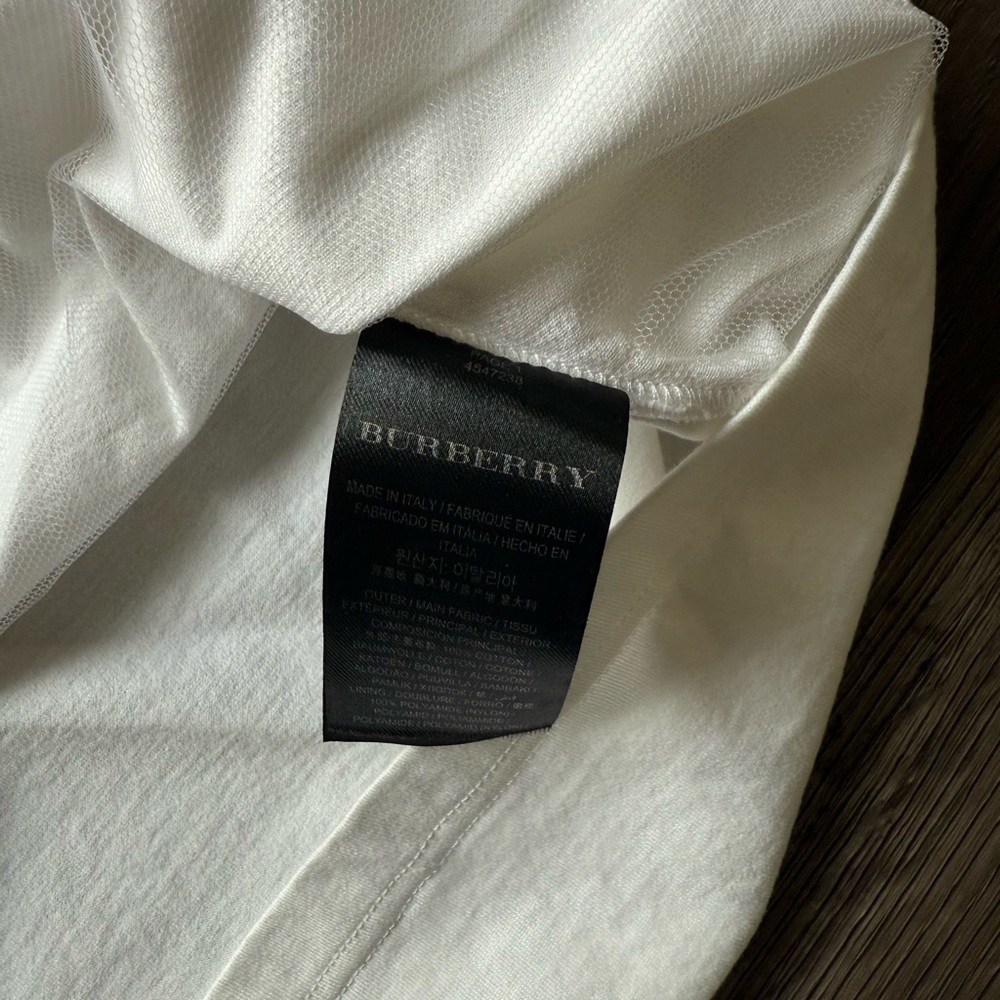 Burberry White Short Sleeve Embellished Crewneck Tee - Picture 4 of 5